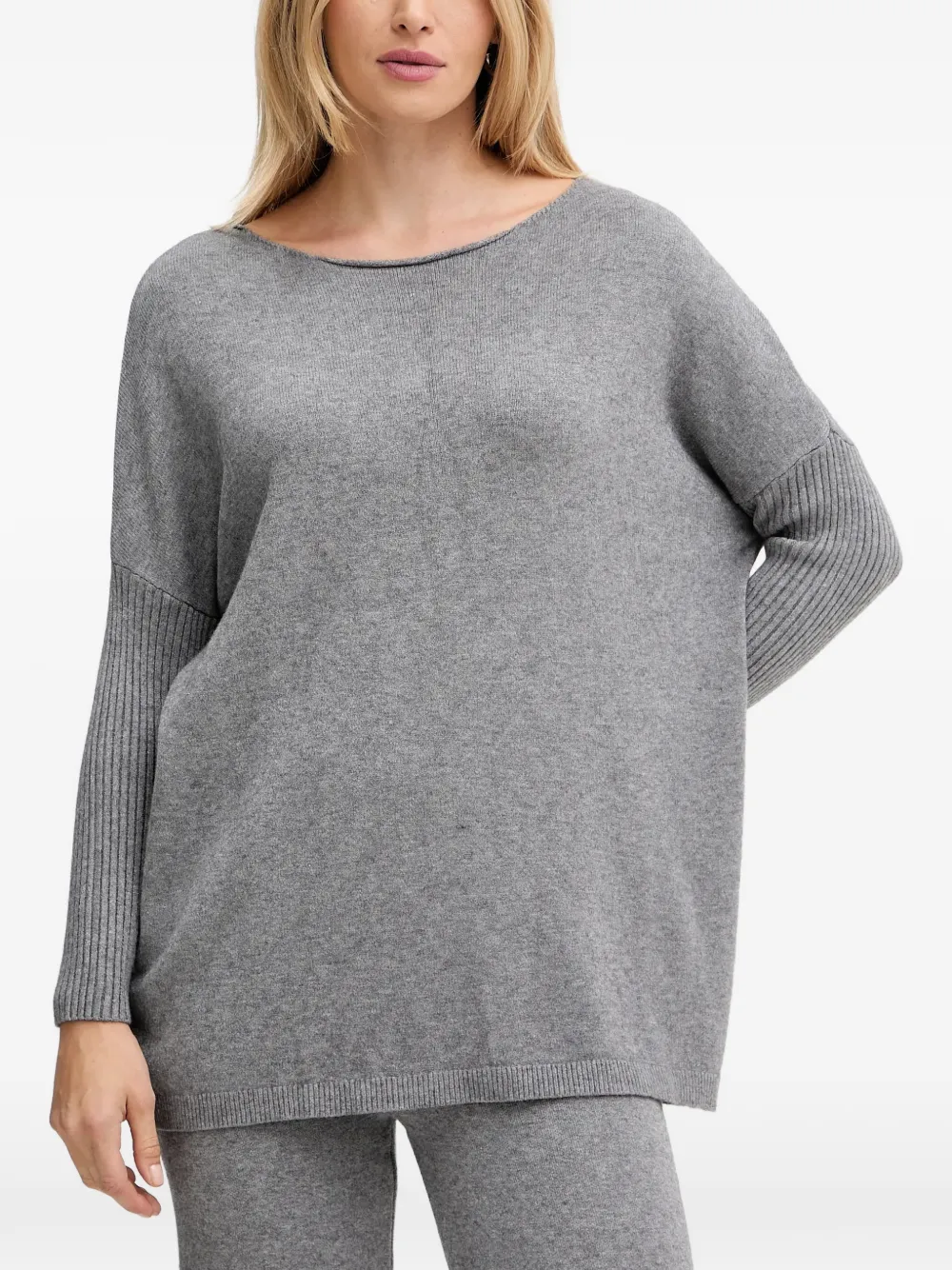 Haveone Ribgebreide broek en trui Grijs