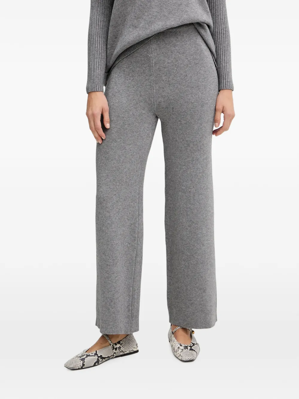 Haveone Ribgebreide broek en trui Grijs