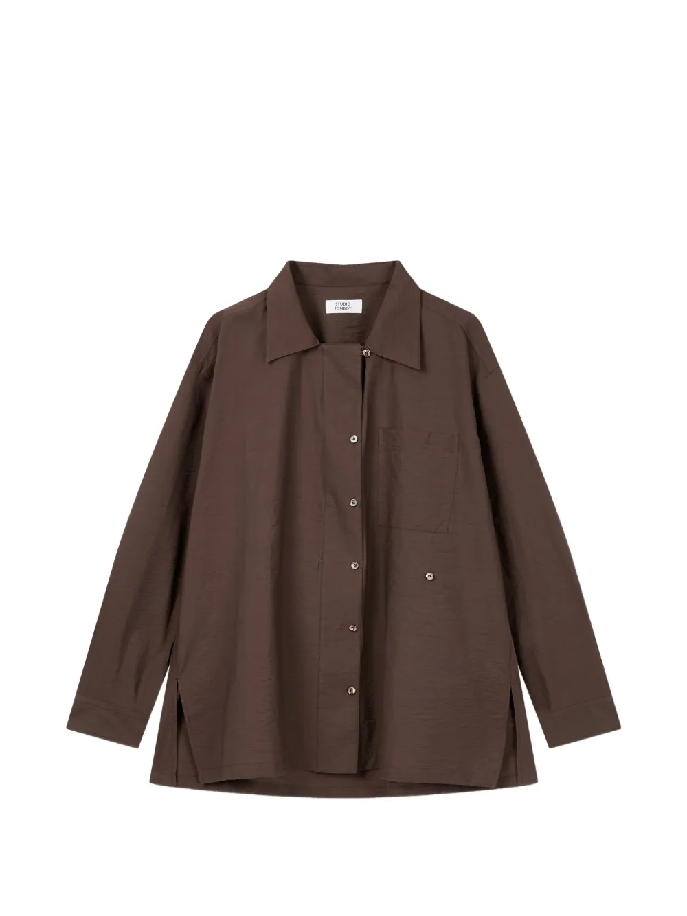 TOMBOY chest-pocket oversized shirt - Braun
