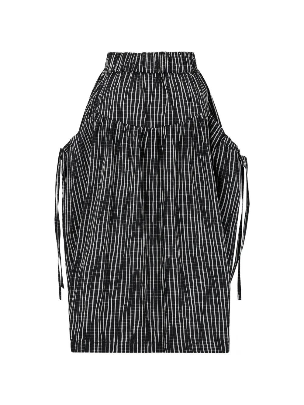 TOMBOY check drawstring asymmetric skirt - Nero