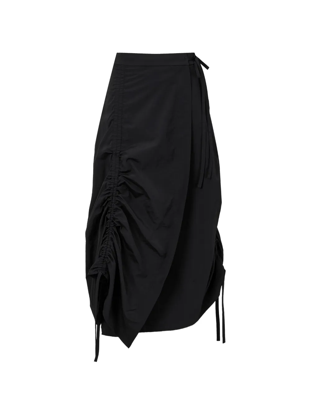 TOMBOY ruched midi wrap skirt - Nero