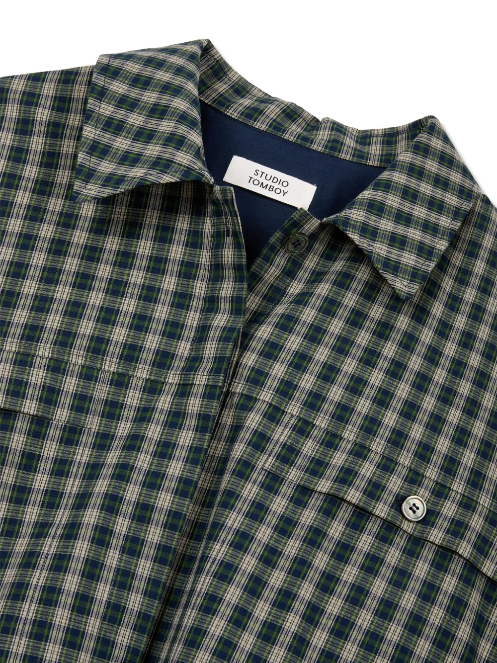 TOMBOY Geruite blouse met gesmockte rug Blauw