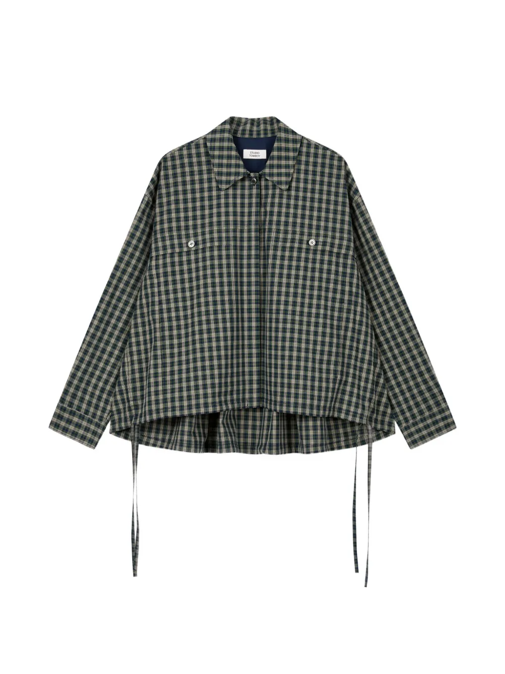 TOMBOY checkered gathered-back shirt - Blu