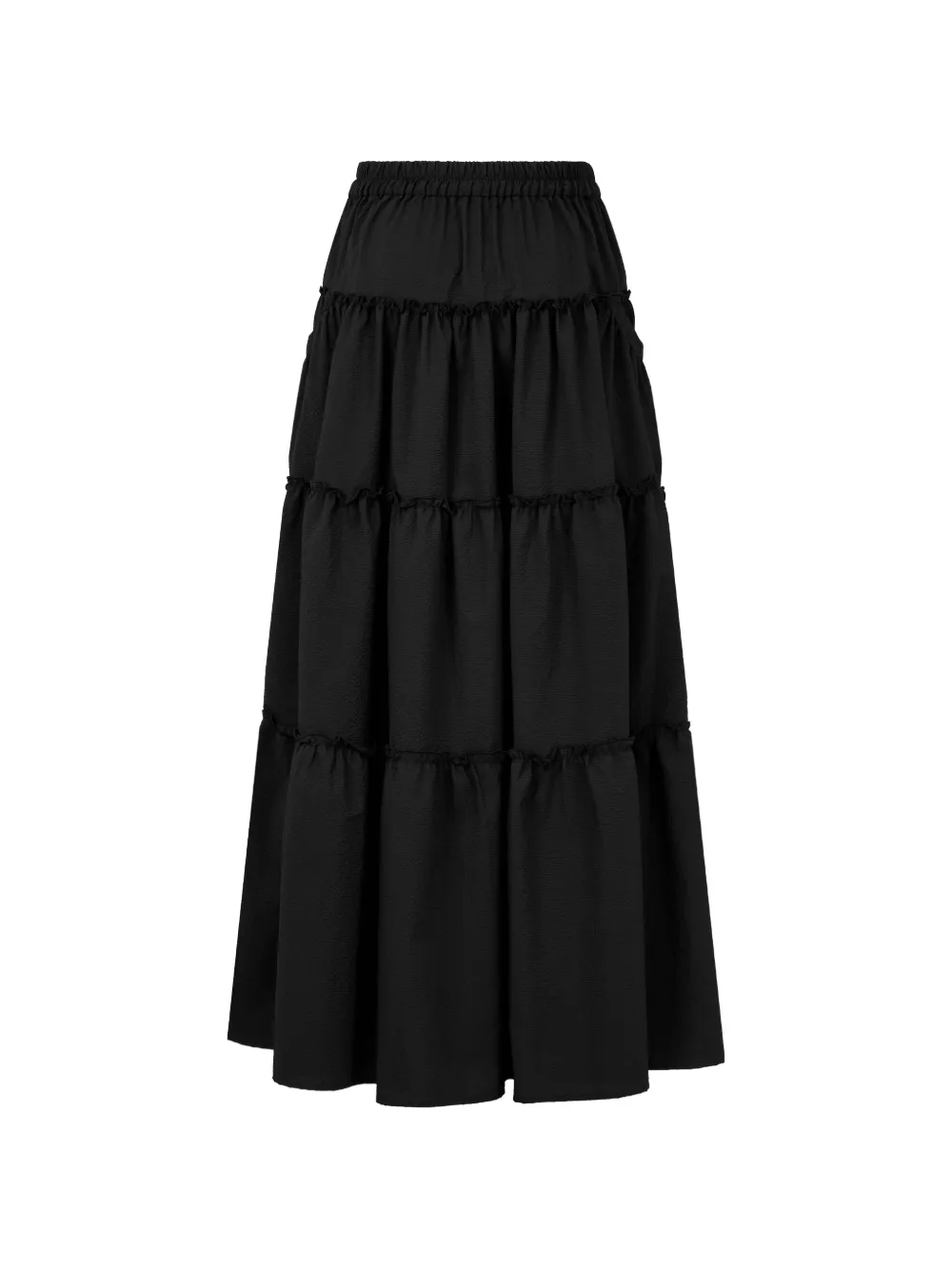 TOMBOY Gelaagde maxi-rok met A-lijn en ruches Zwart