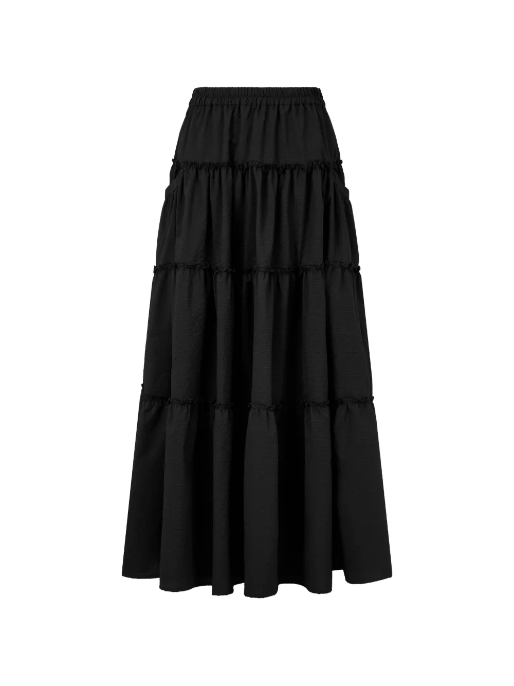 TOMBOY Gelaagde maxi-rok met A-lijn en ruches Zwart