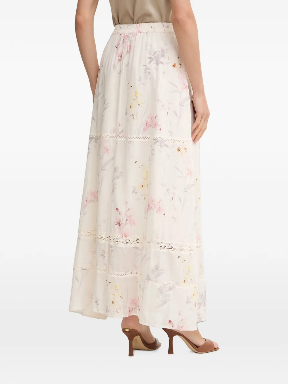 FRACOMINA Gehaakte maxi-rok met bloemenprint Wit