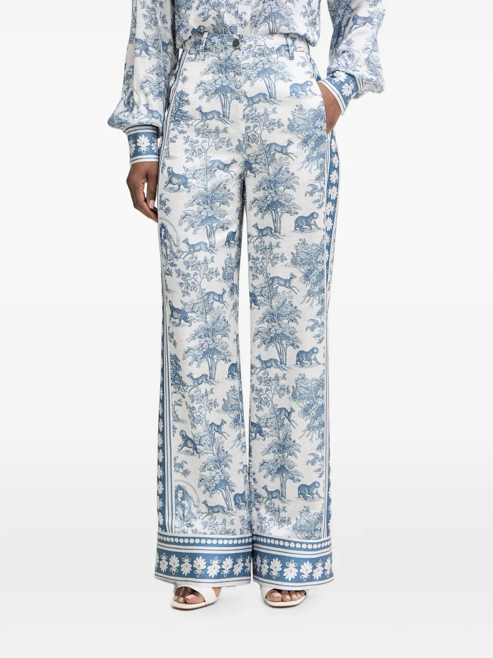 FRACOMINA toile de Jouy-print palazzo pants · 38