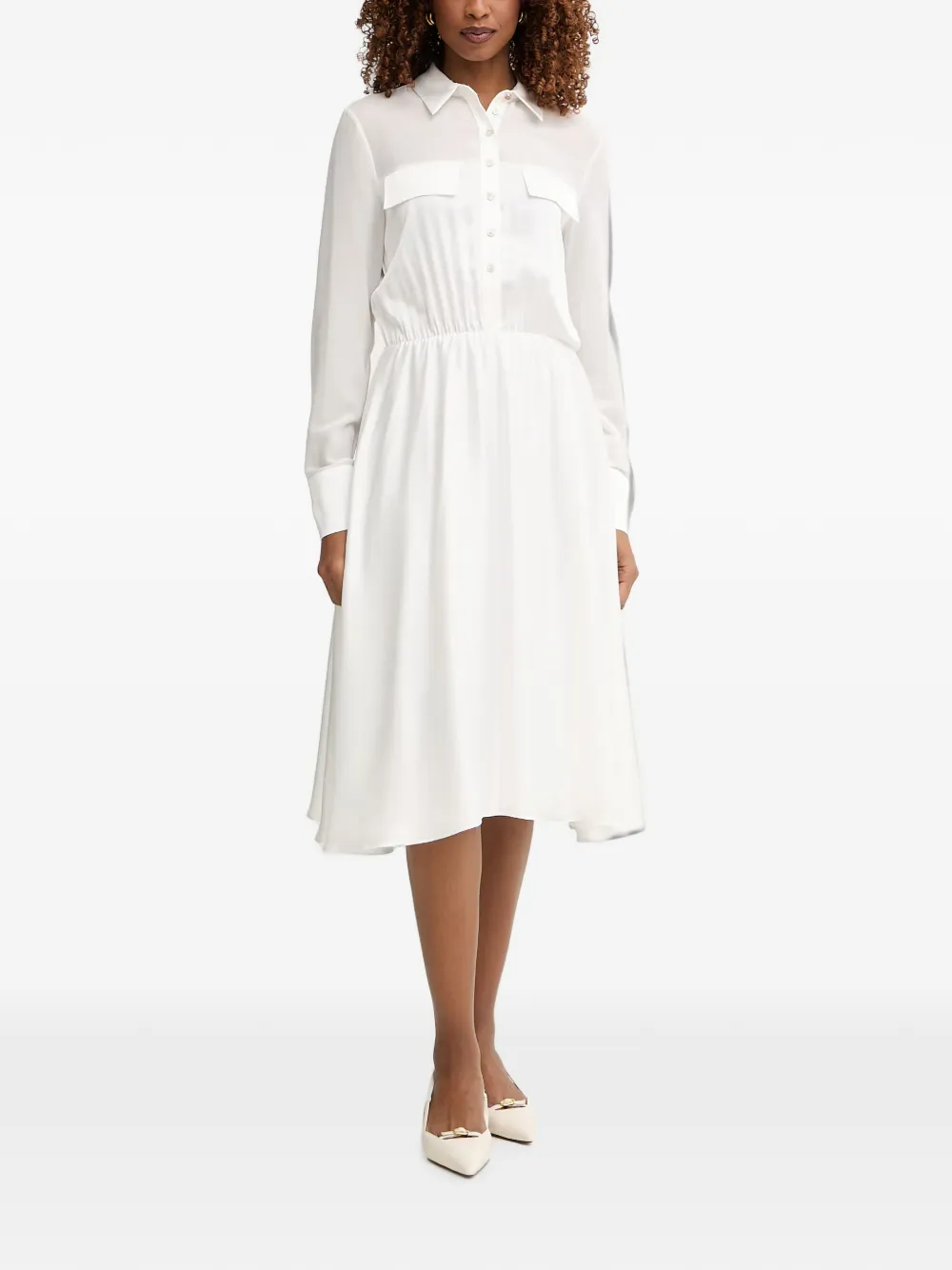 FRACOMINA Button-up midi-jurk met borstzak Wit