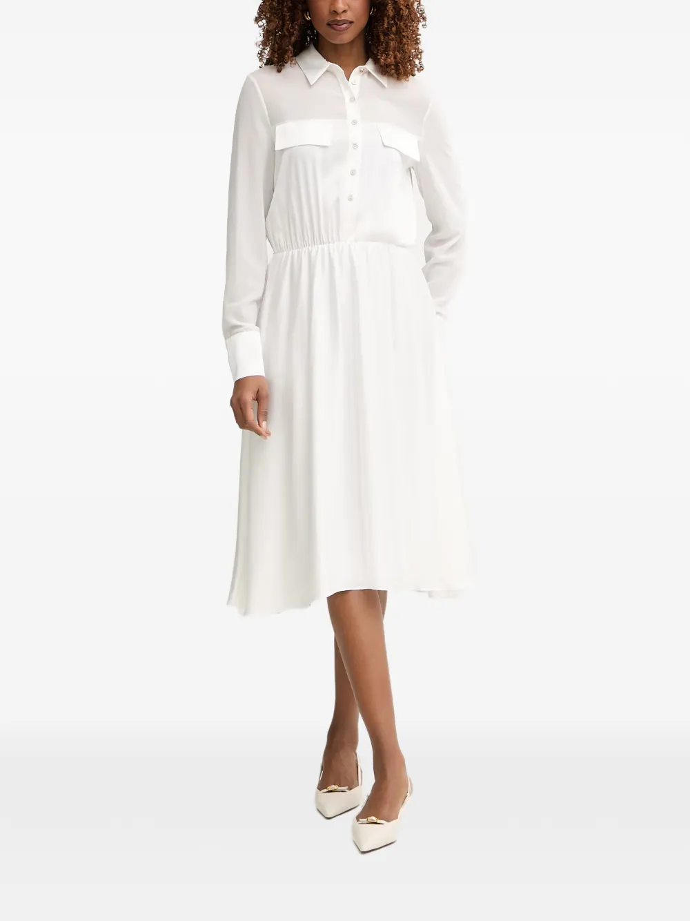 FRACOMINA button-up chest-pocket midi dress - Bianco