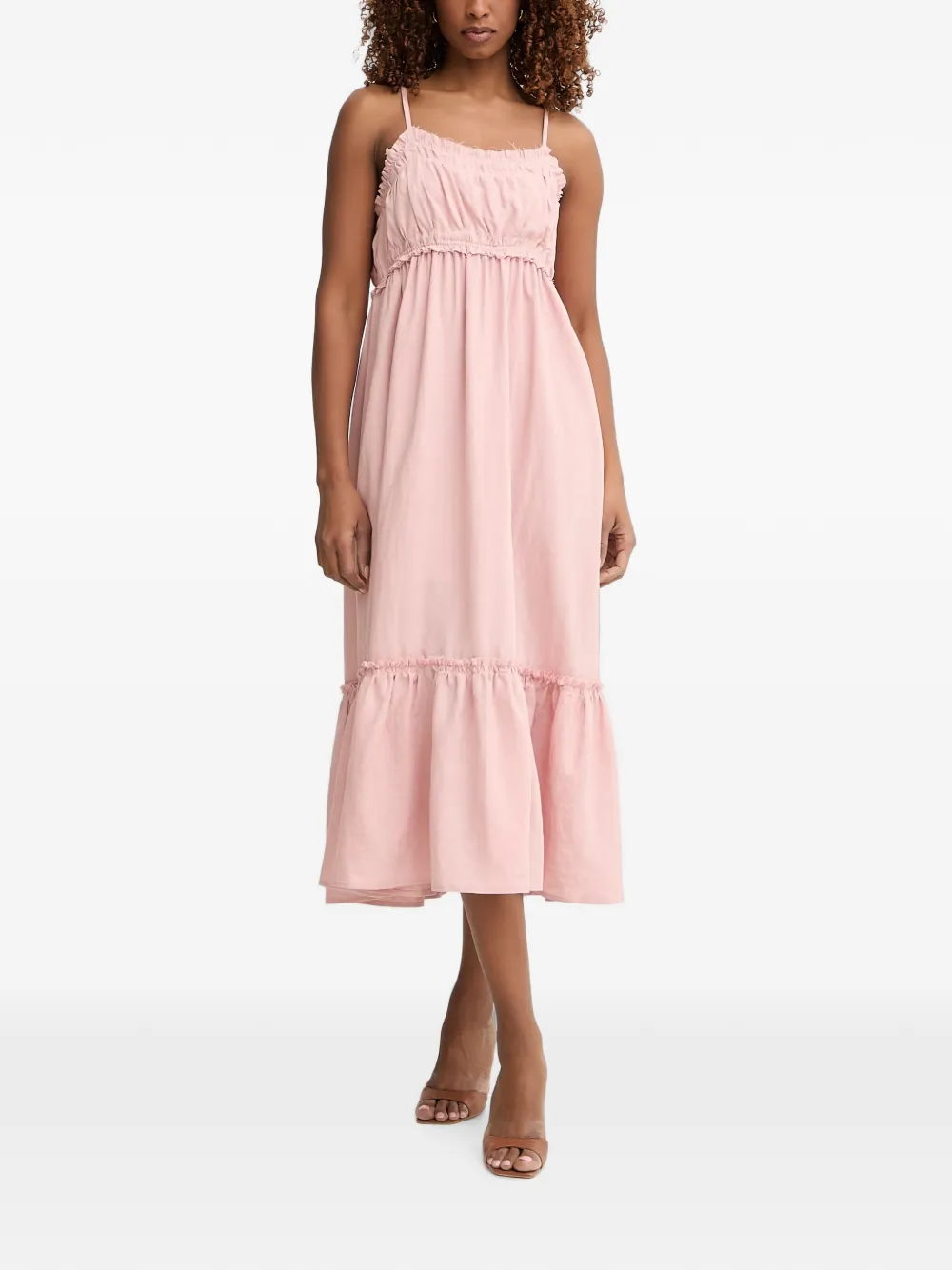 FRACOMINA ruffled tiered midi dress - Rosa