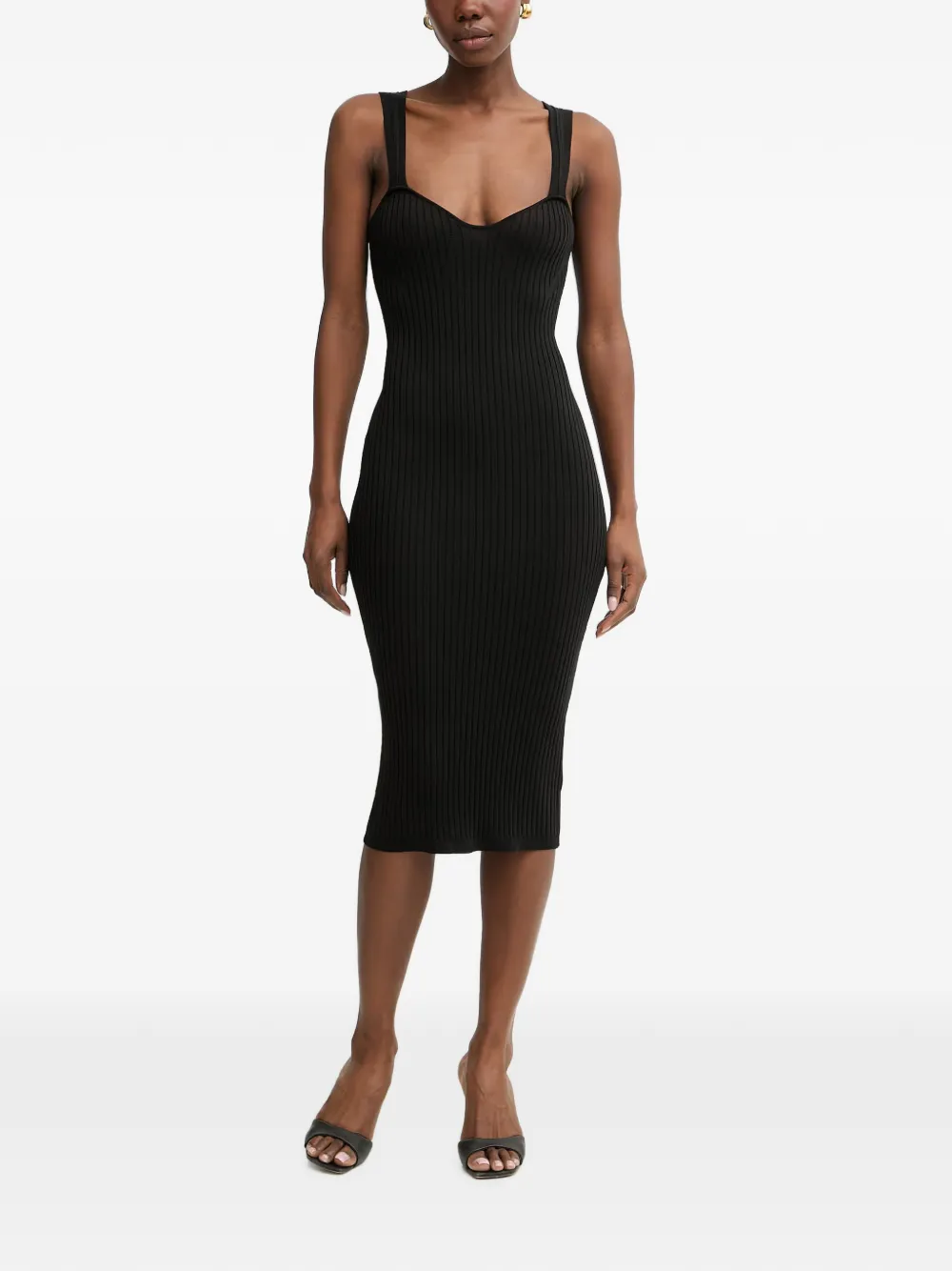FRACOMINA ribbed-knit sleeveless midi dress - Nero