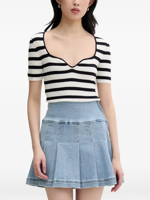 FROM FUTURE striped sweetheart-neck T-shirt