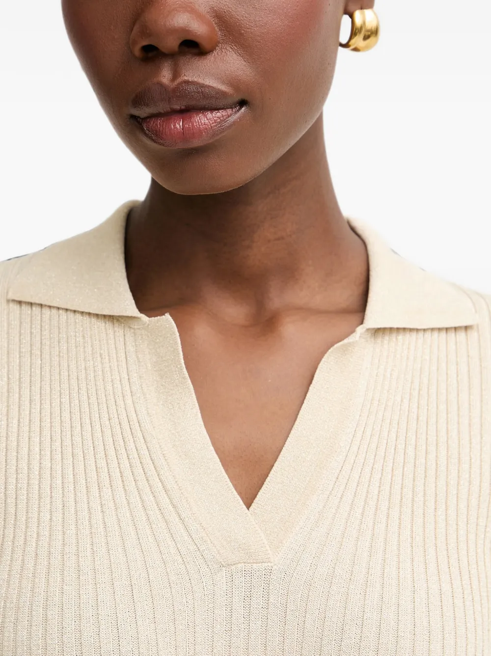 FRACOMINA Ribgebreide jurk met polokraag Beige