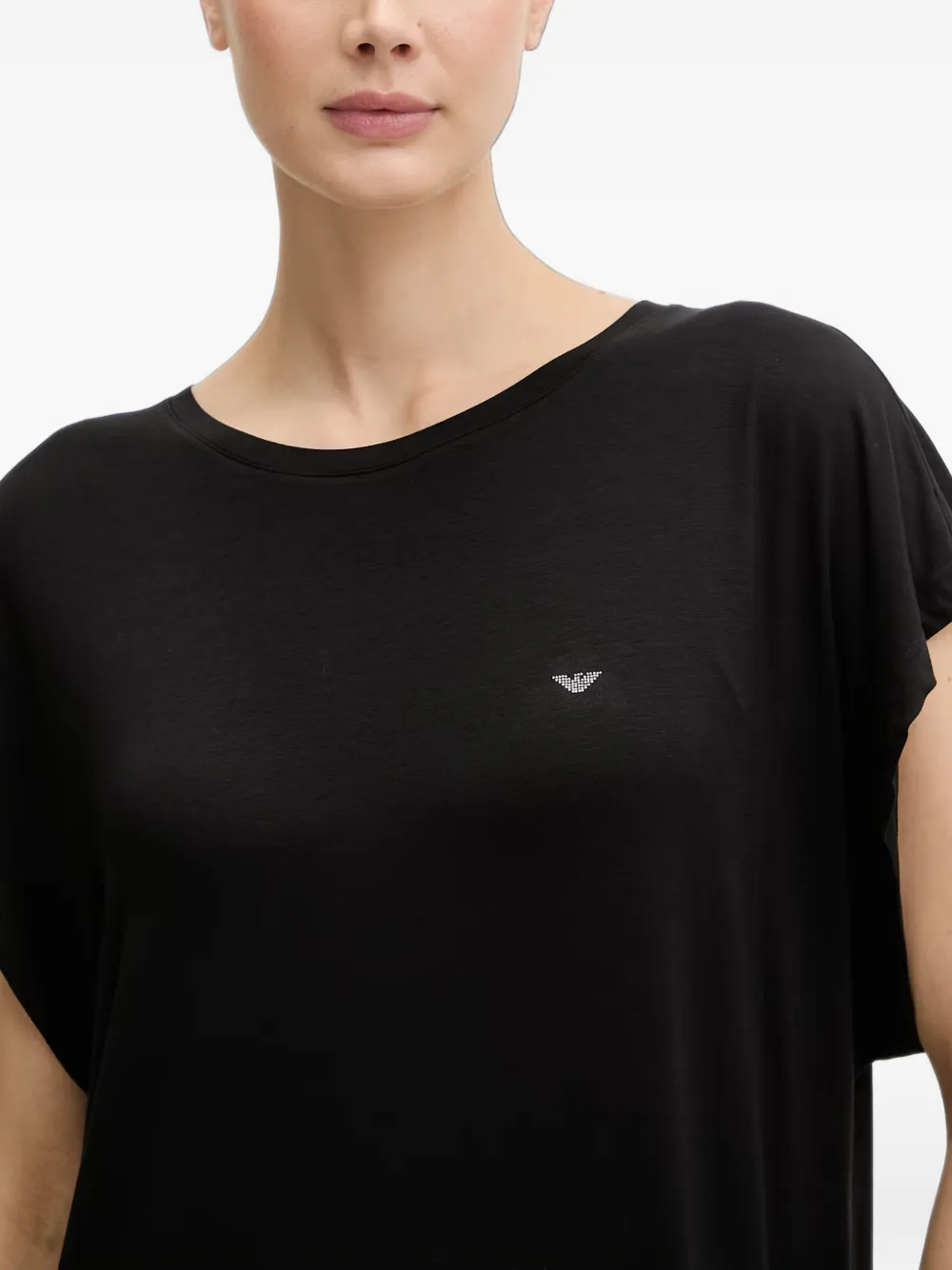 Emporio Armani Nachtjapon met logo van stras Zwart