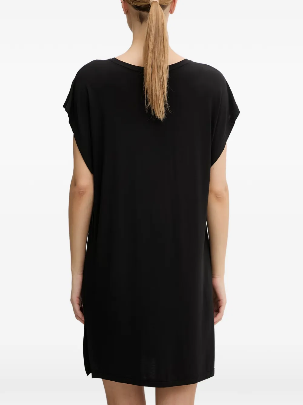 Emporio Armani Nachtjapon met logo van stras Zwart