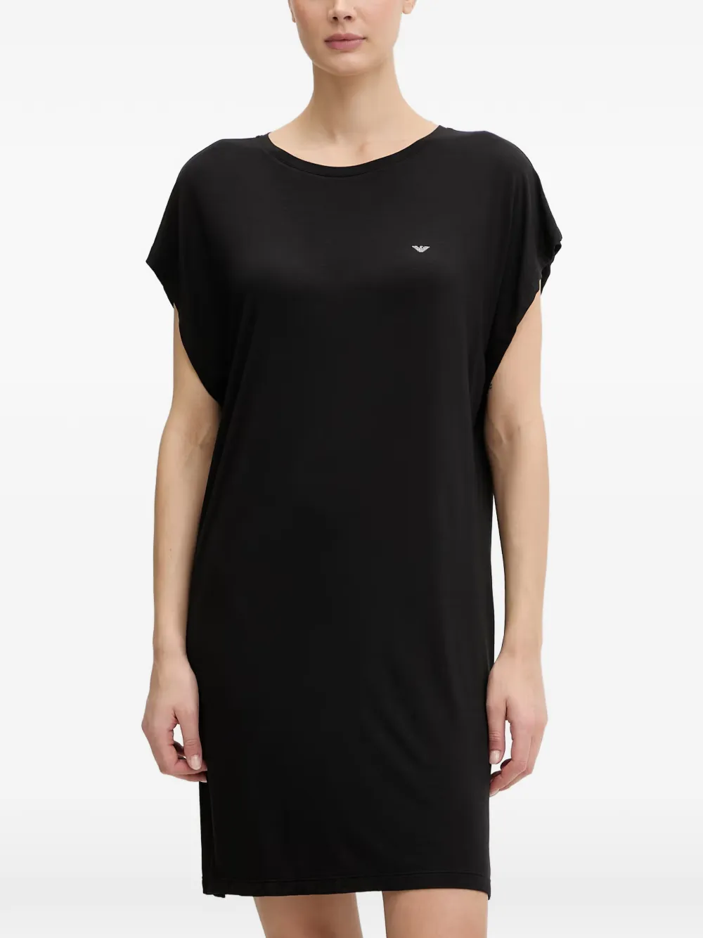 Emporio Armani rhinestone-logo nightdress - Schwarz