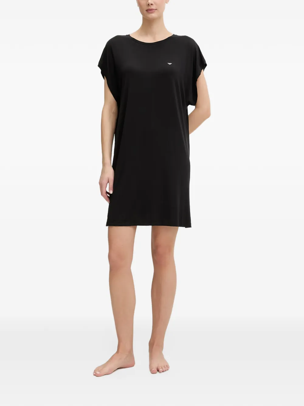 Emporio Armani Nachtjapon met logo van stras Zwart