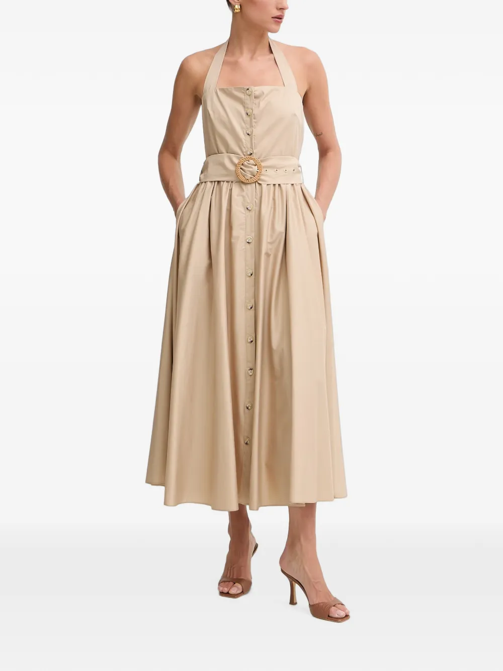 FRACOMINA belted halterneck midi dress - Toni neutri