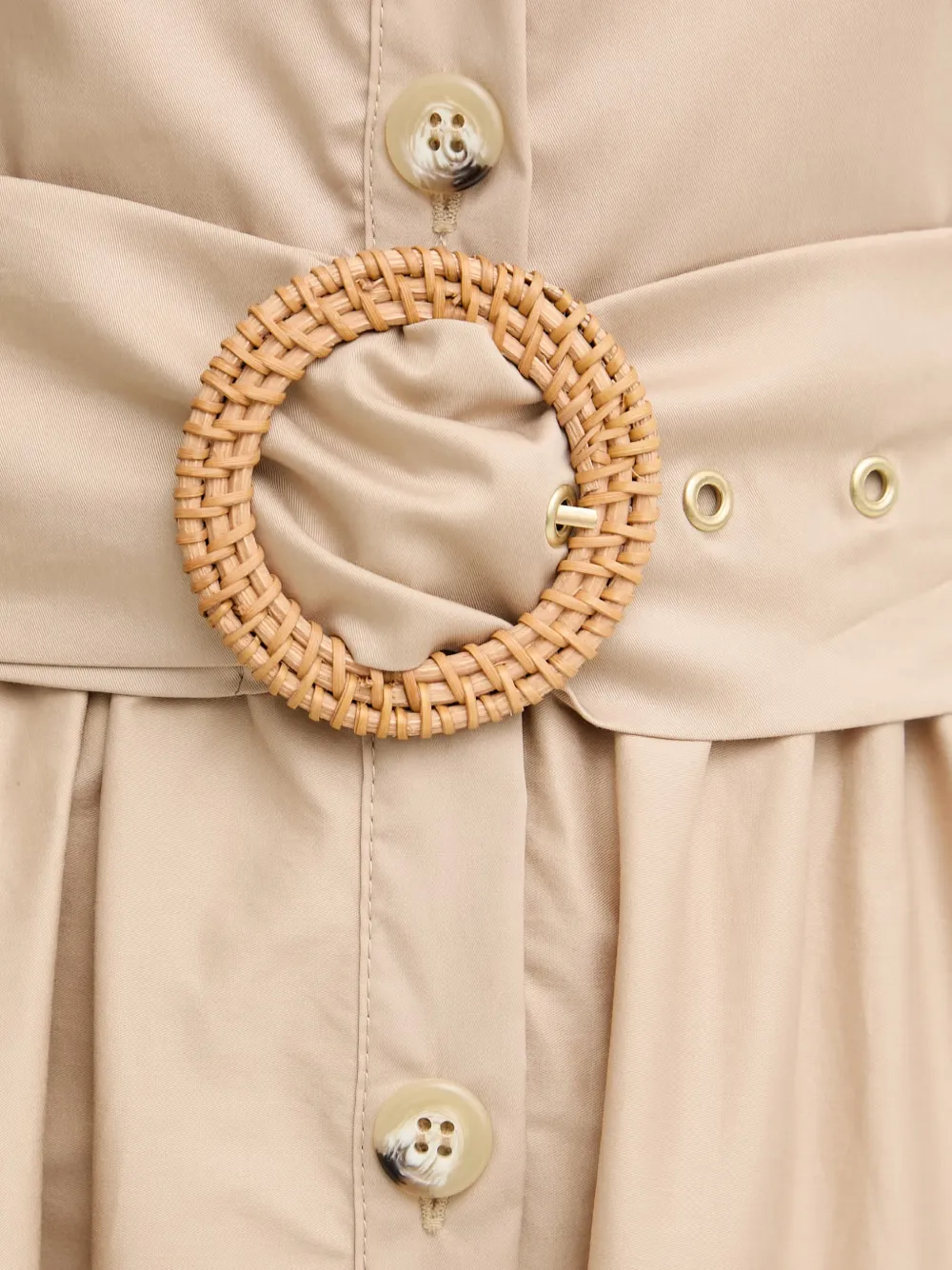 FRACOMINA Midi-jurk met halternek en ceintuur Beige