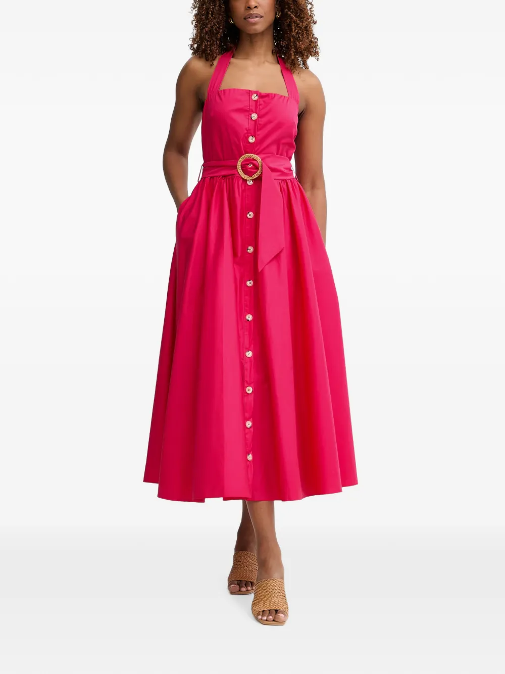 FRACOMINA belted button-front midi dress - Rosa