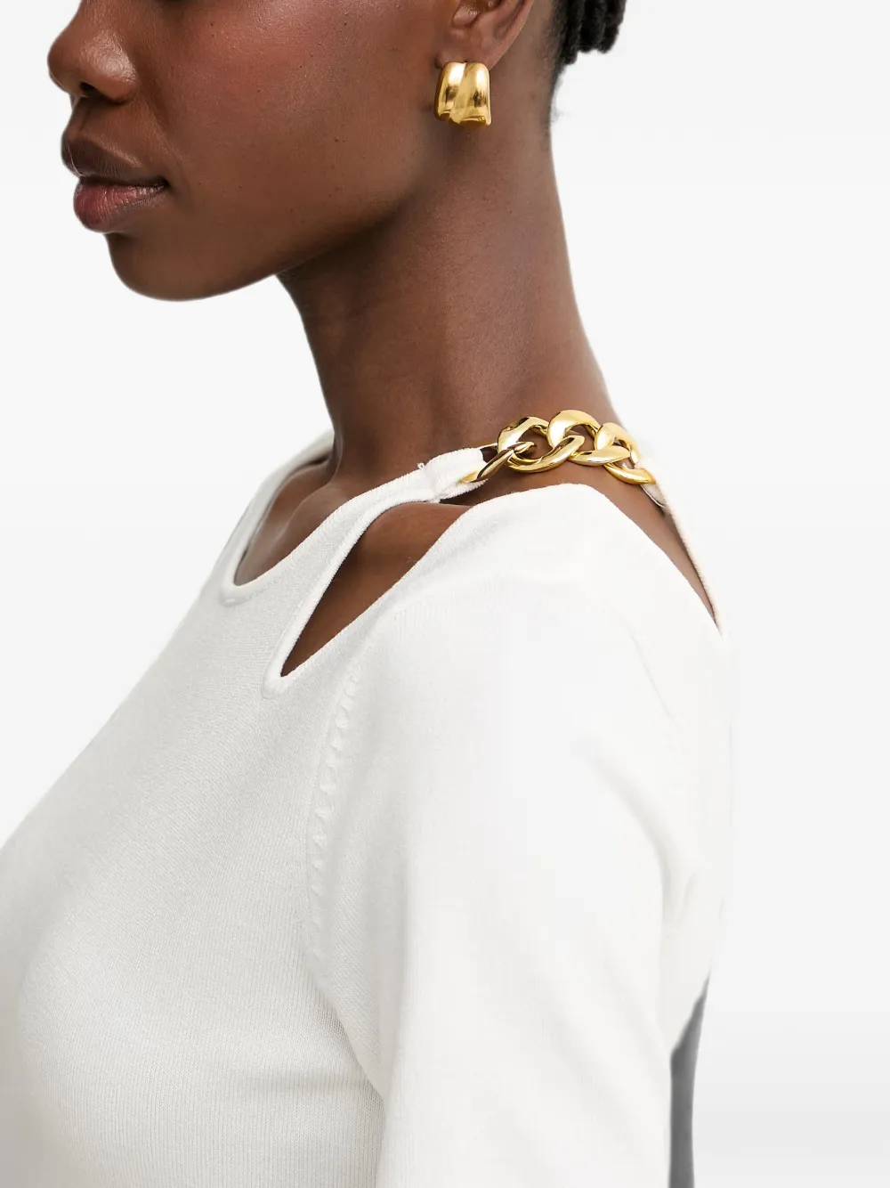 FRACOMINA Jurk met schakelketting en uitgesneden details Wit