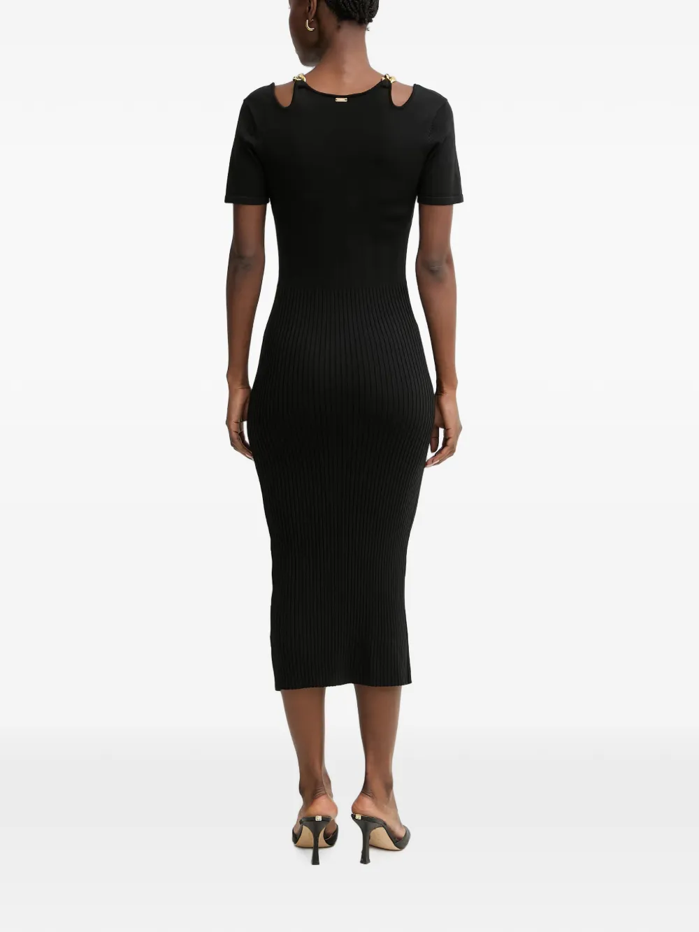 FRACOMINA Easychic midi-jurk met schakelketting en uitgesneden details Zwart
