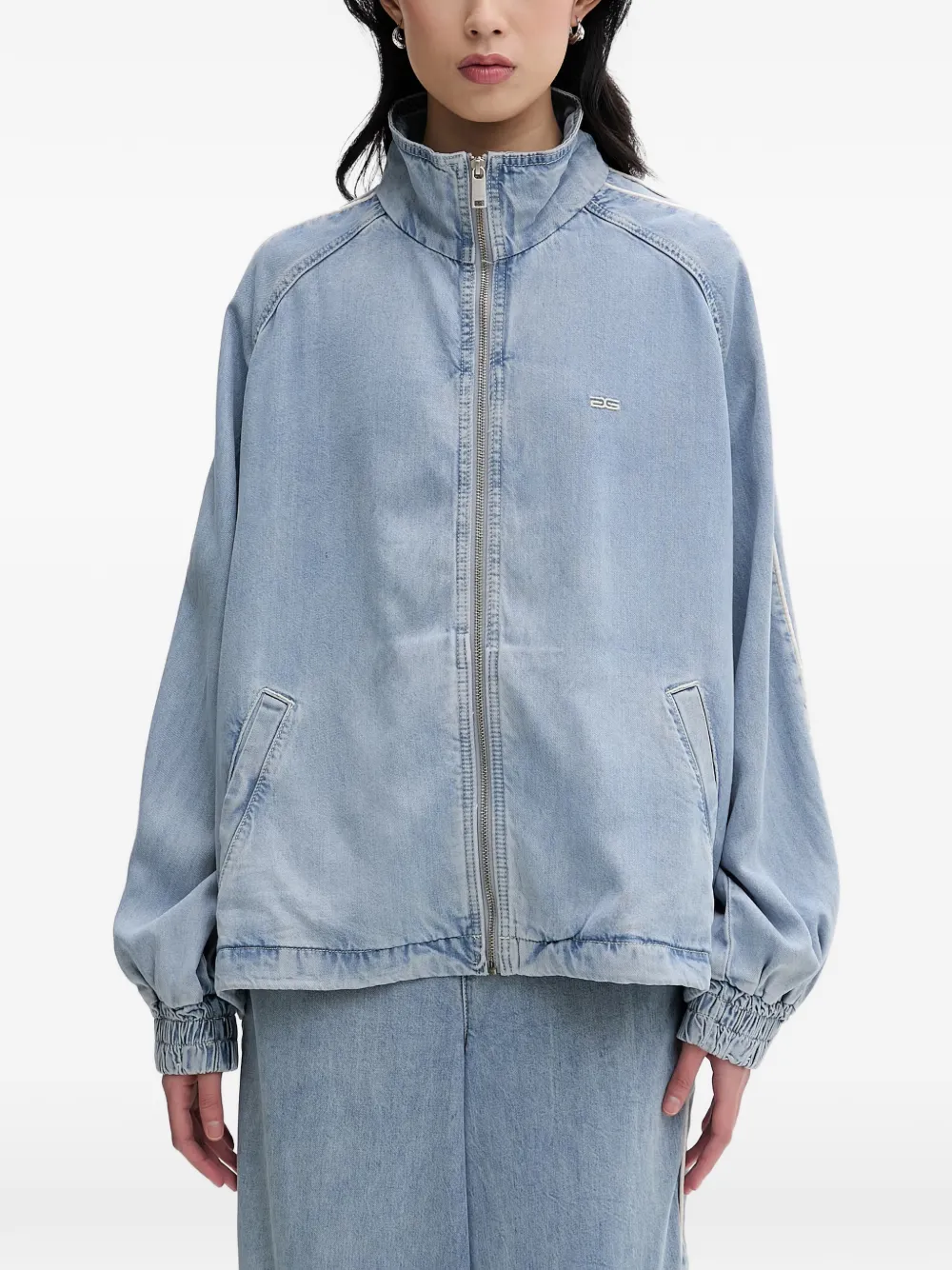 Gestuz GZsea logo-embroidered side-stripe jacket - Blu