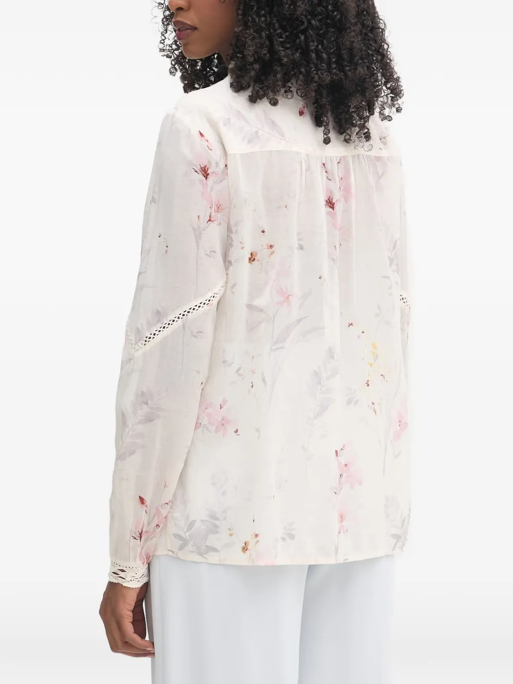 FRACOMINA Blouse met gehaakte afwerking en bloemenprint Wit