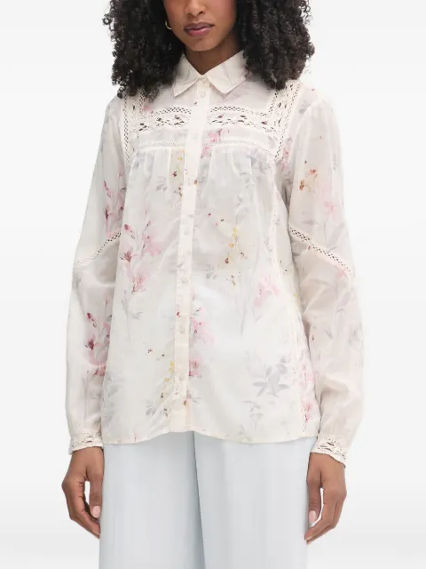 FRACOMINA camisa con estampado floral y ribete de crochet