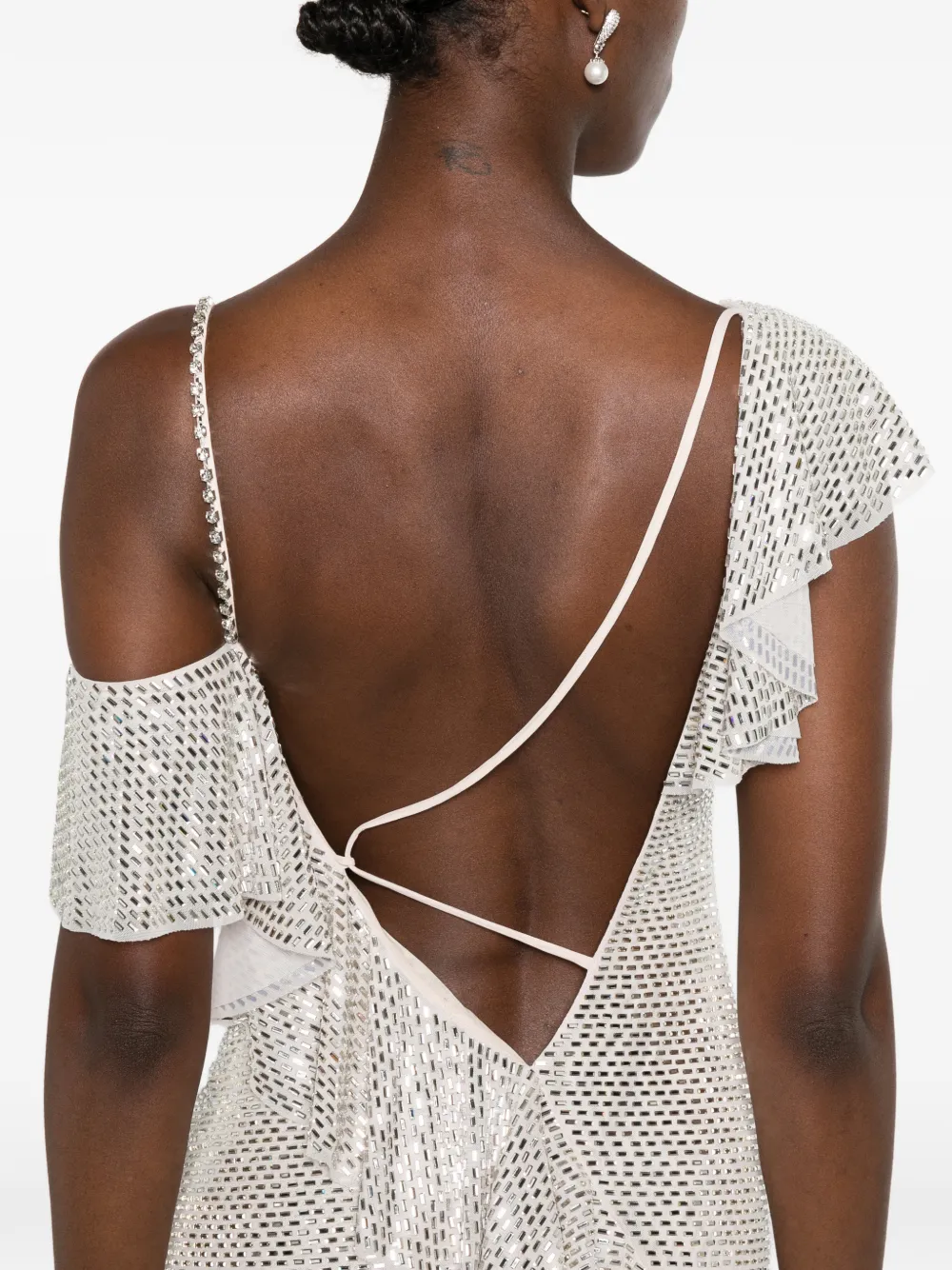 Self-Portrait Maxi-jurk verfraaid met pailletten Zilver