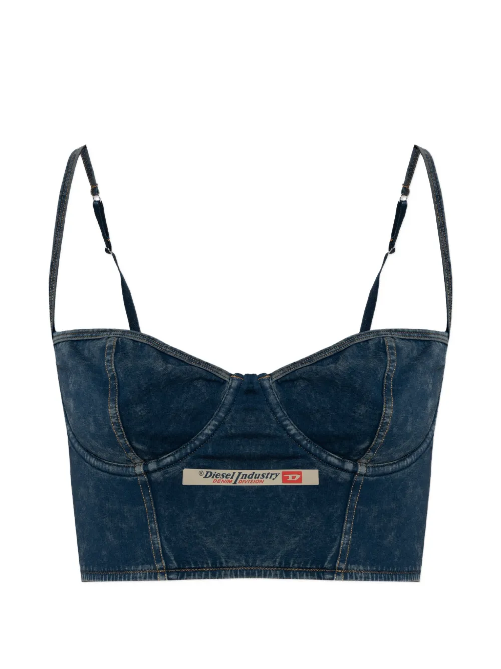 Diesel Sheila-Dnm logo-patch bra - Blu