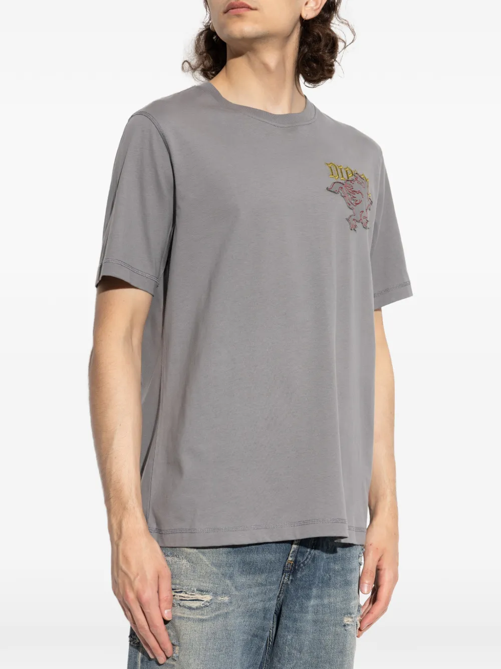 Diesel Regular-fit T-shirt met geborduurde patch Grijs