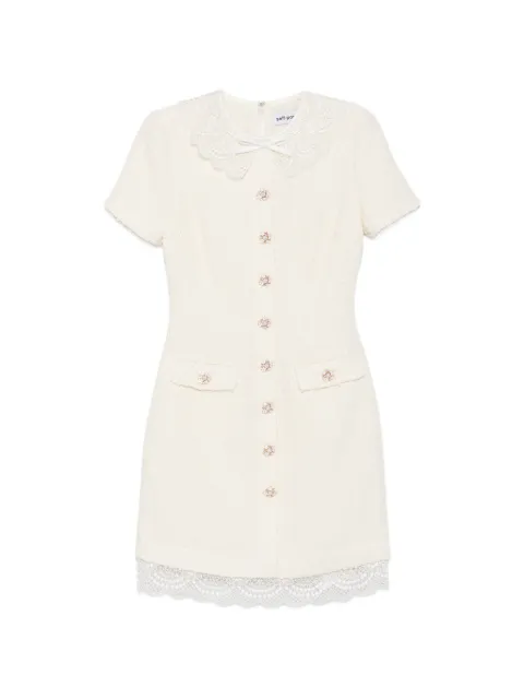 Self-Portrait lace-trimmed bouclé mini dress