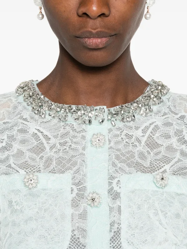 『self portrait』 (UK8) レース ジャケット Self-Portrait ビジュートリム レースジャケット | グリーン | FARFETCH JP