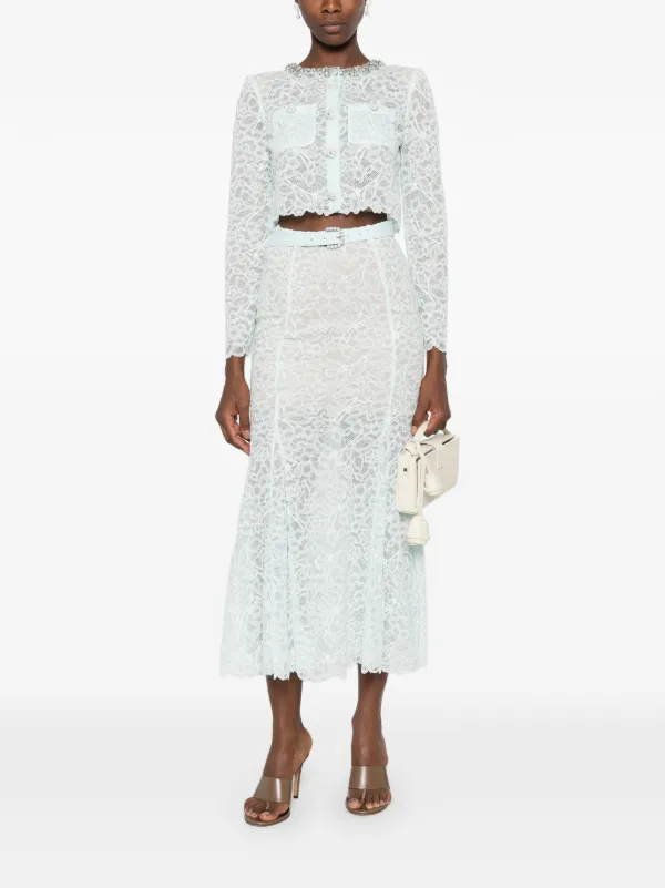 『self portrait』 (UK8) レース ジャケット Self-Portrait ビジュートリム レースジャケット | グリーン | FARFETCH JP