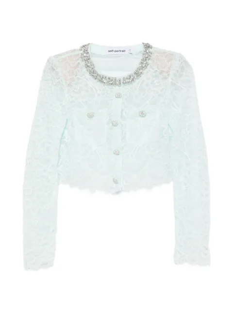Self-Portrait crystal-embellished lace jacket