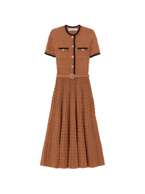 Self-Portrait belted crochet-knit midi dress