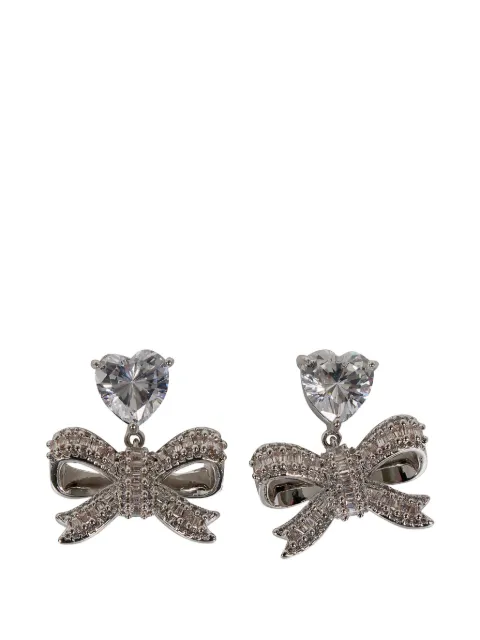 Self-Portrait crystal-embellished bow earrings