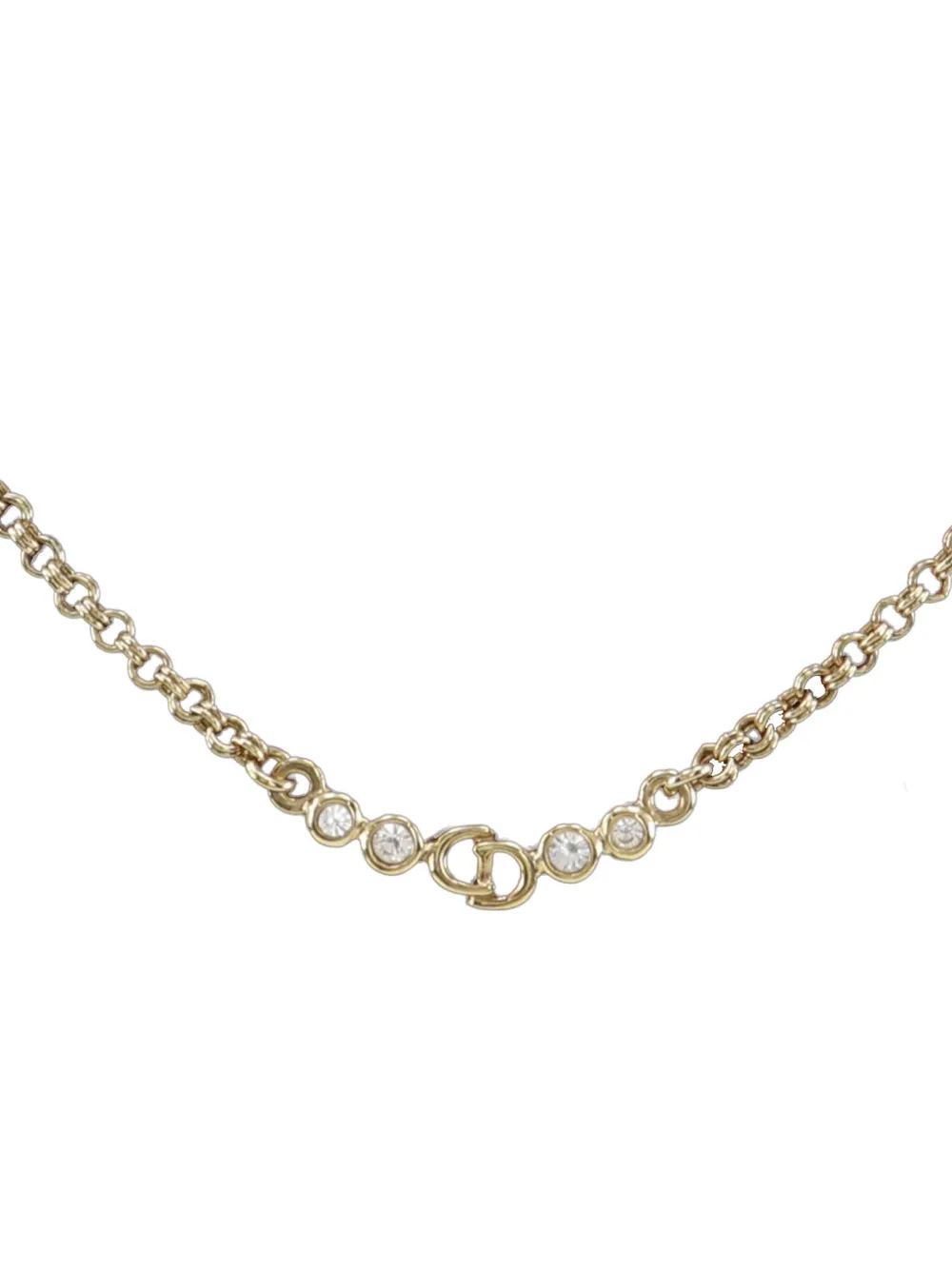 Christian Dior Pre-Owned 20th Century Gold Plated Strass CD Logo Pendant Necklace costume necklace - Oro