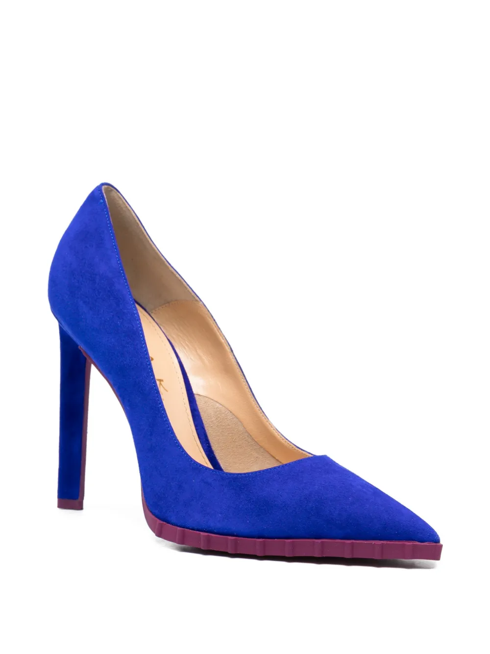 Rayla K pointed-toe ridged-sole pumps Blauw