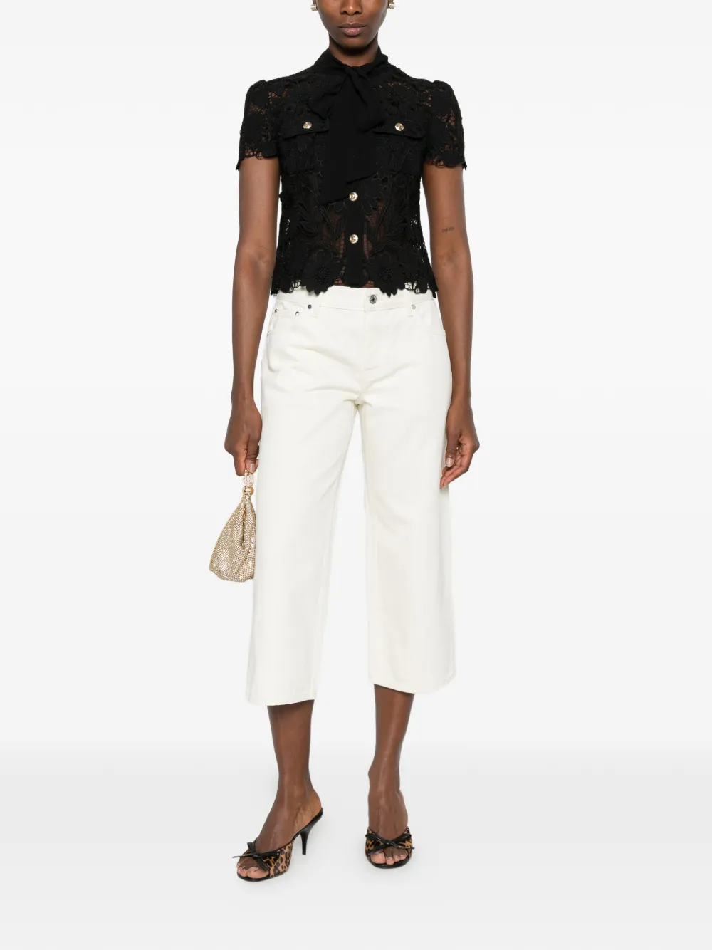 Self-Portrait Blouse met strik en kant Zwart