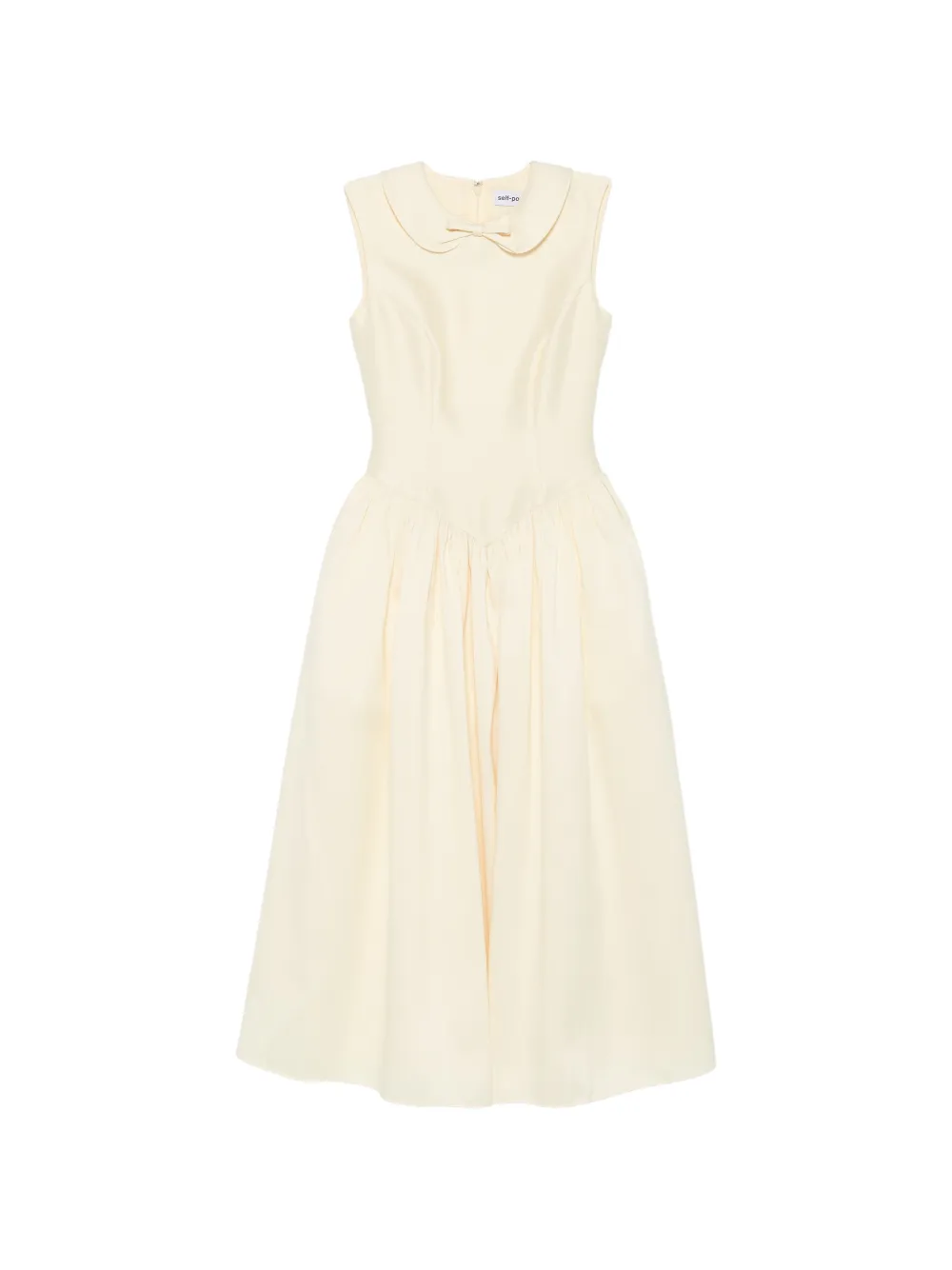 Self-Portrait bow-detail pleated midi dress - Gelb