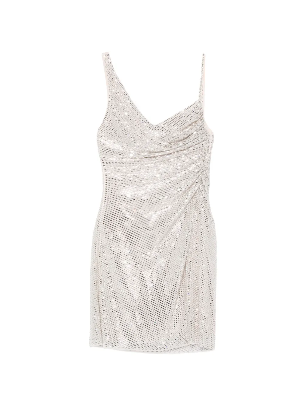 Self-Portrait rhinestone-embellished ruched mini dress - Toni neutri