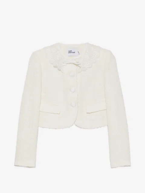 Self-Portrait lace-collar bouclé jacket