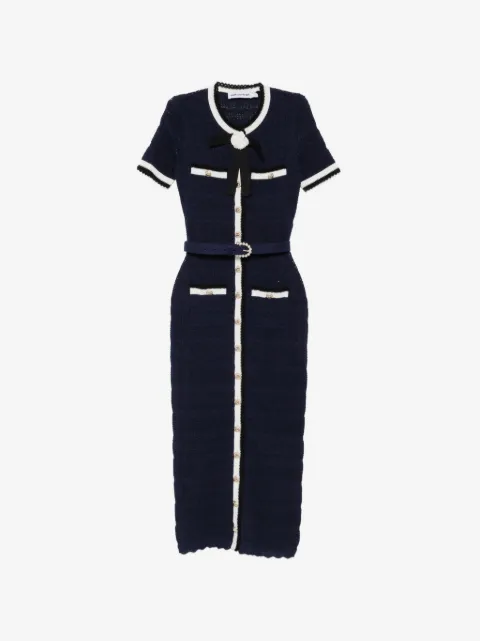 Self-Portrait belted bow-detail midi dress