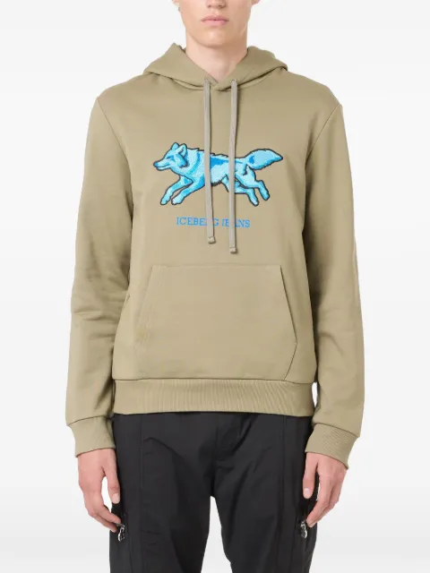 Iceberg wolf-embroidered hoodie