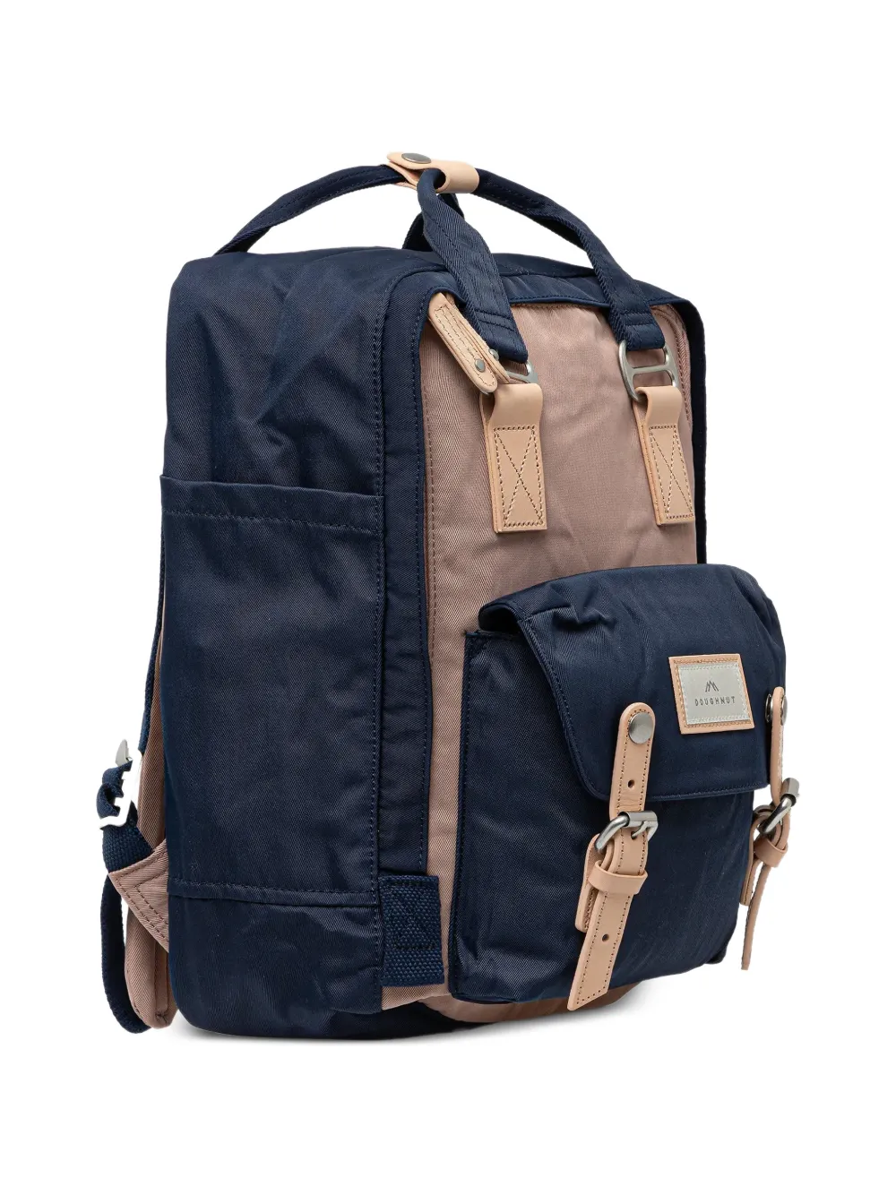  Doughnut Macaroon Leather-trim Buckled Backpack - Bleu 