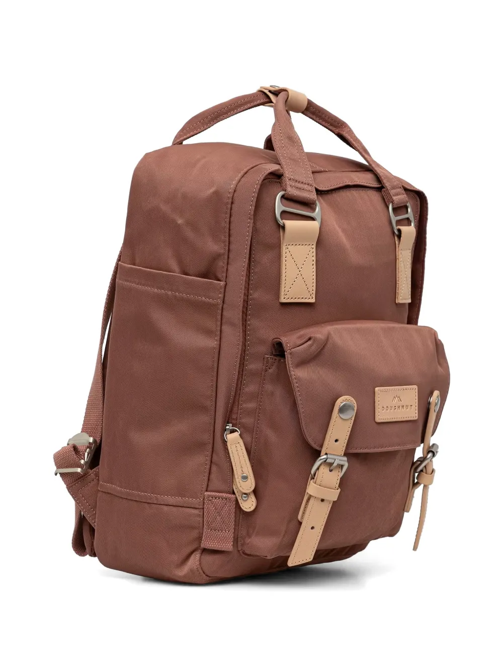  Doughnut Macaroon Leather-trim Buckle-fastening Backpack - Marron 