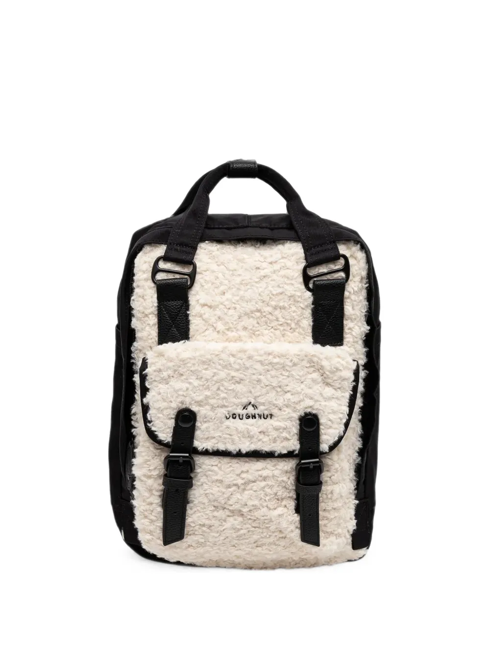 Doughnut Macaroon Fairies & Friends 16L fleece-texture buckle-strap backpack - Bianco