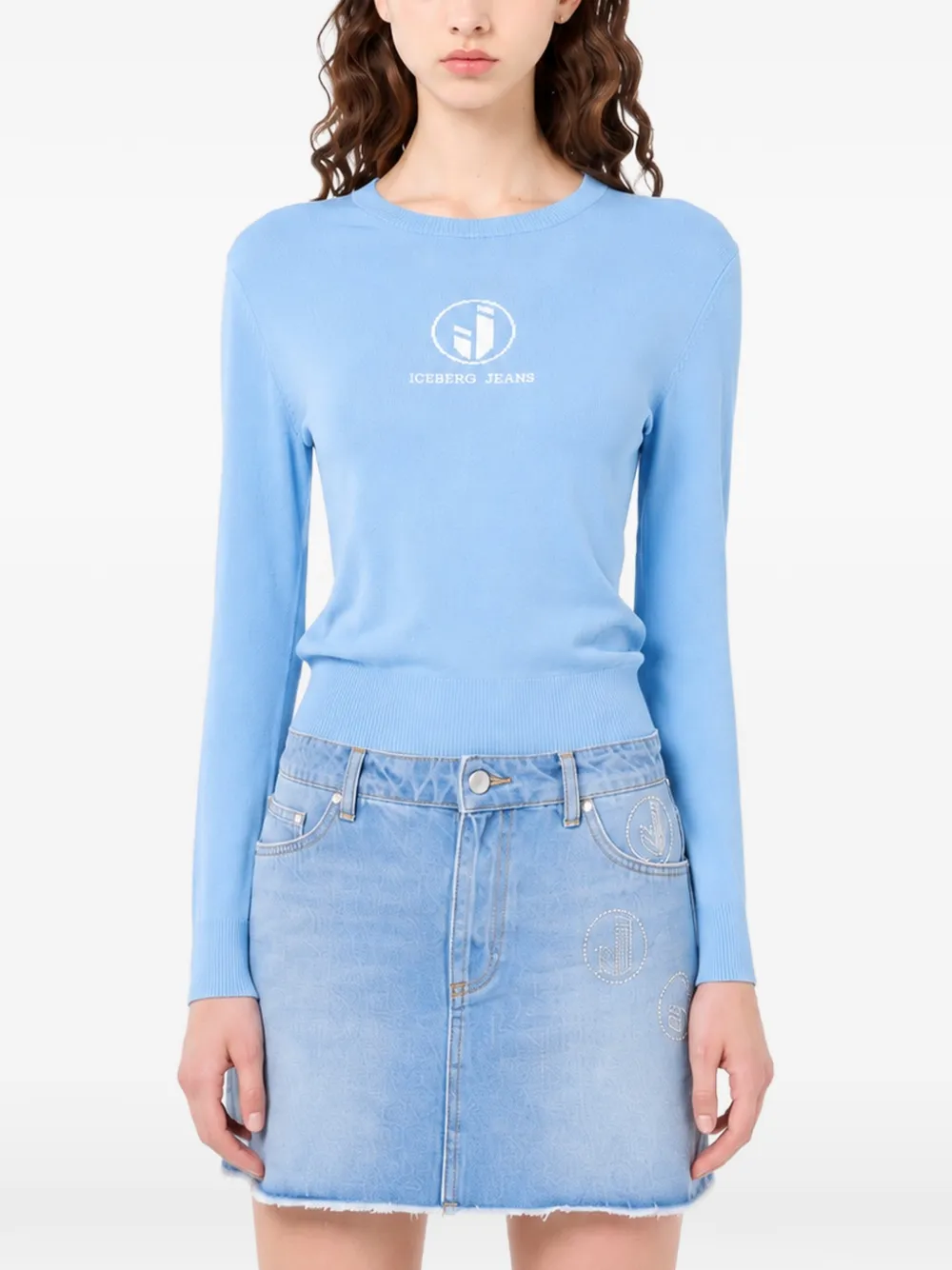 Iceberg Trui met logoprint Blauw